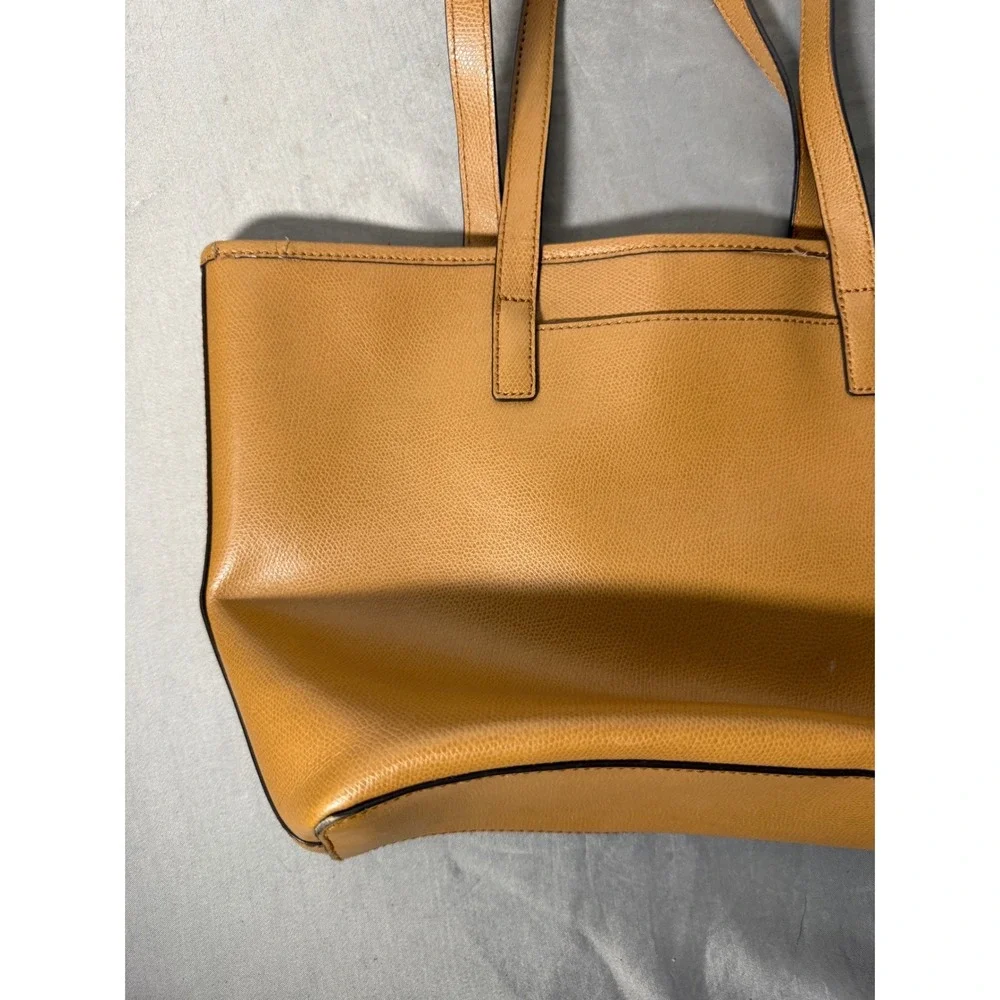 Michael Kors Saffiano Leather Tote Bag Tan Camel Gold Hardware Logo - Picture 10 of 10